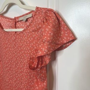 LOFT Floral and Ruffles Top - SIZE XS